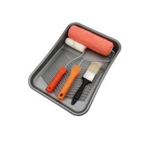 Paint roller set with paint tray